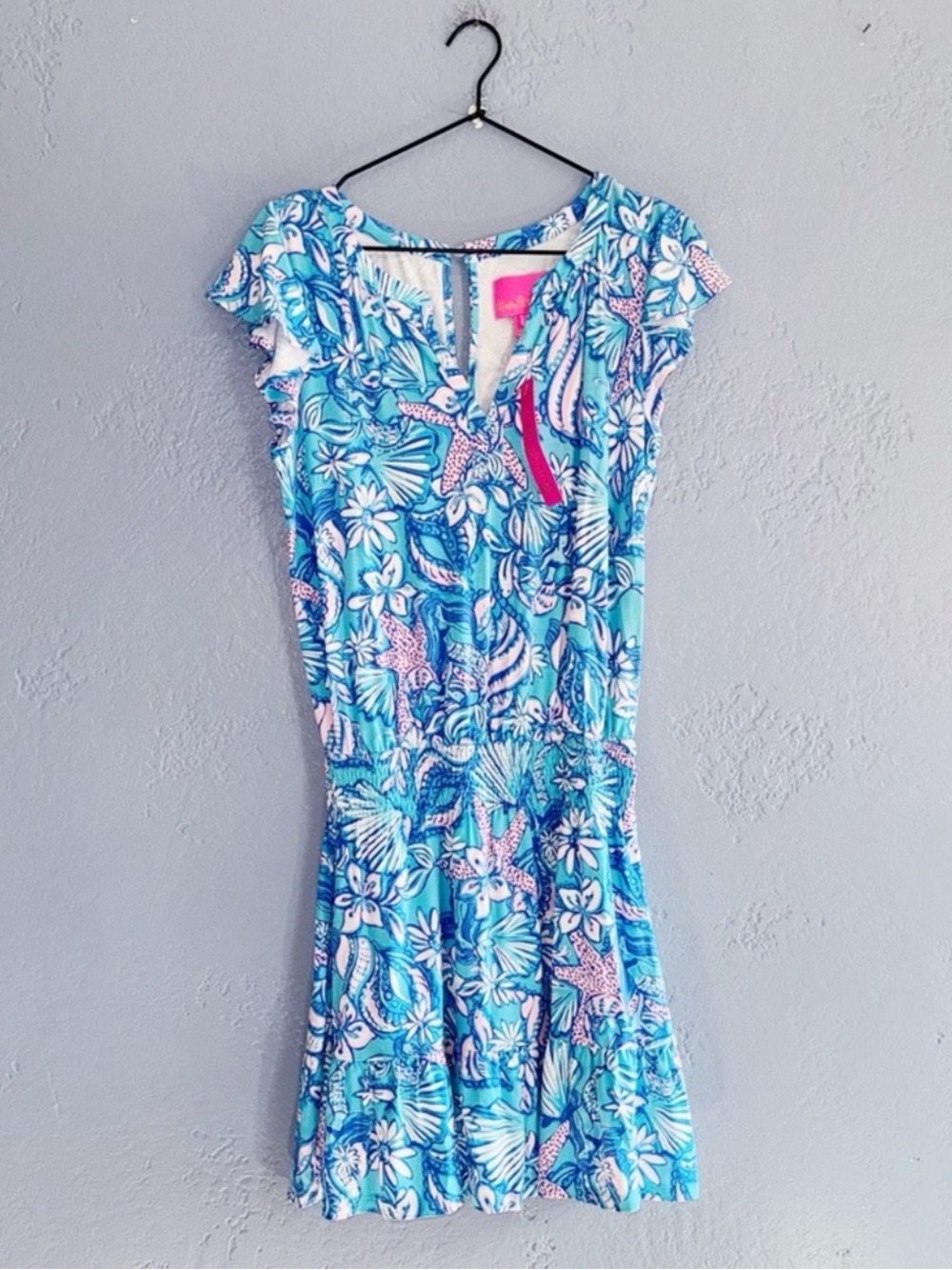 Lilly Pulitzer Ravi Romper Amalfi Blue Sound the Sirens Dress Size Small